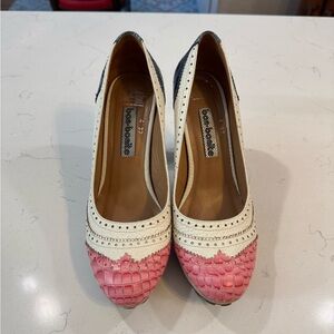 Unique Pink, White and Blue Heels